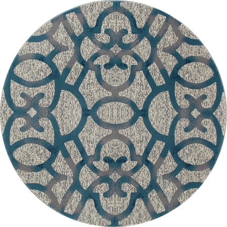 Art Carpet 8 Ft. Bastille Collection Trellis Woven Round Area Rug, Light Gray 841864109290